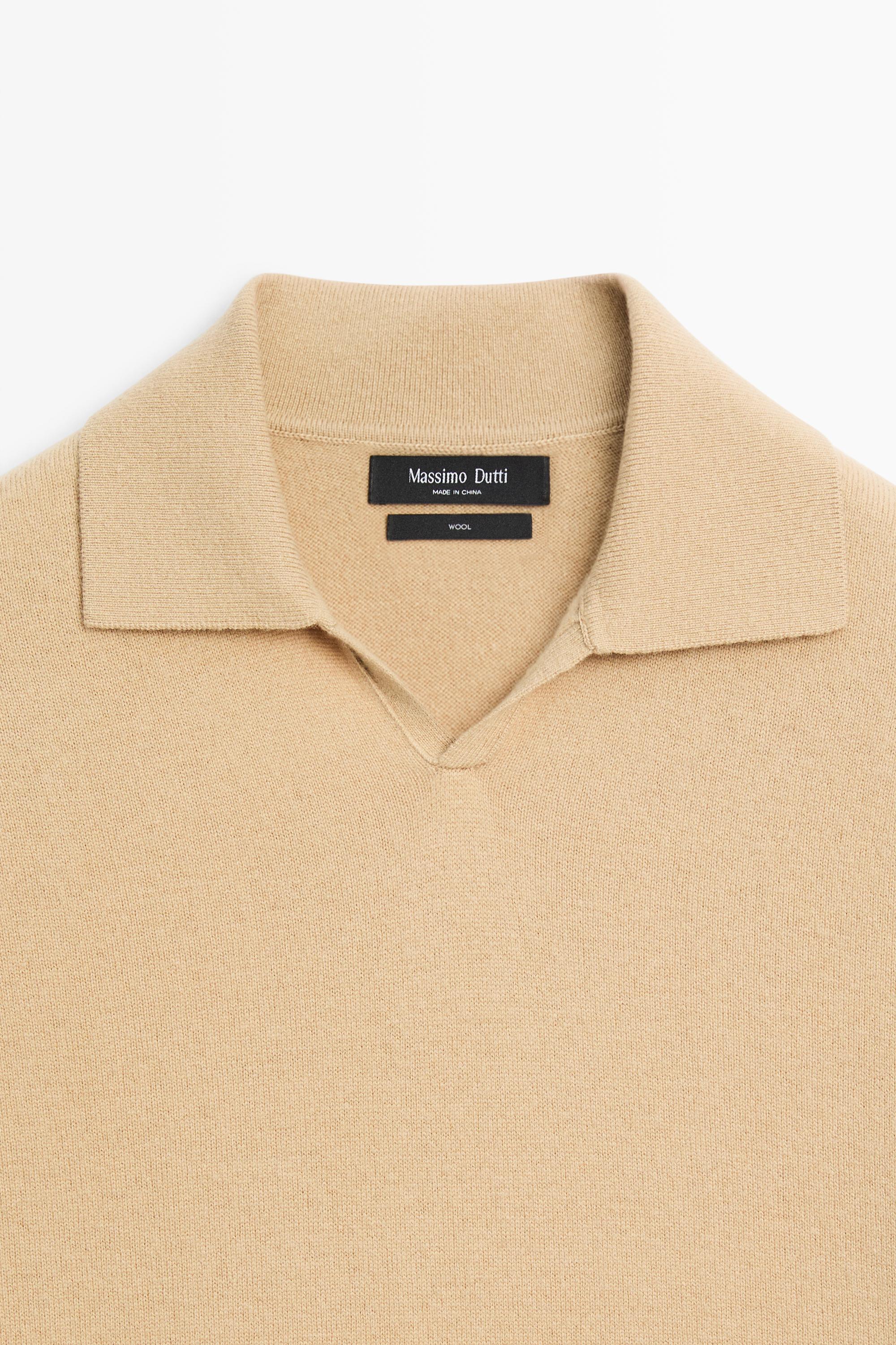 100% wool knit polo sweater